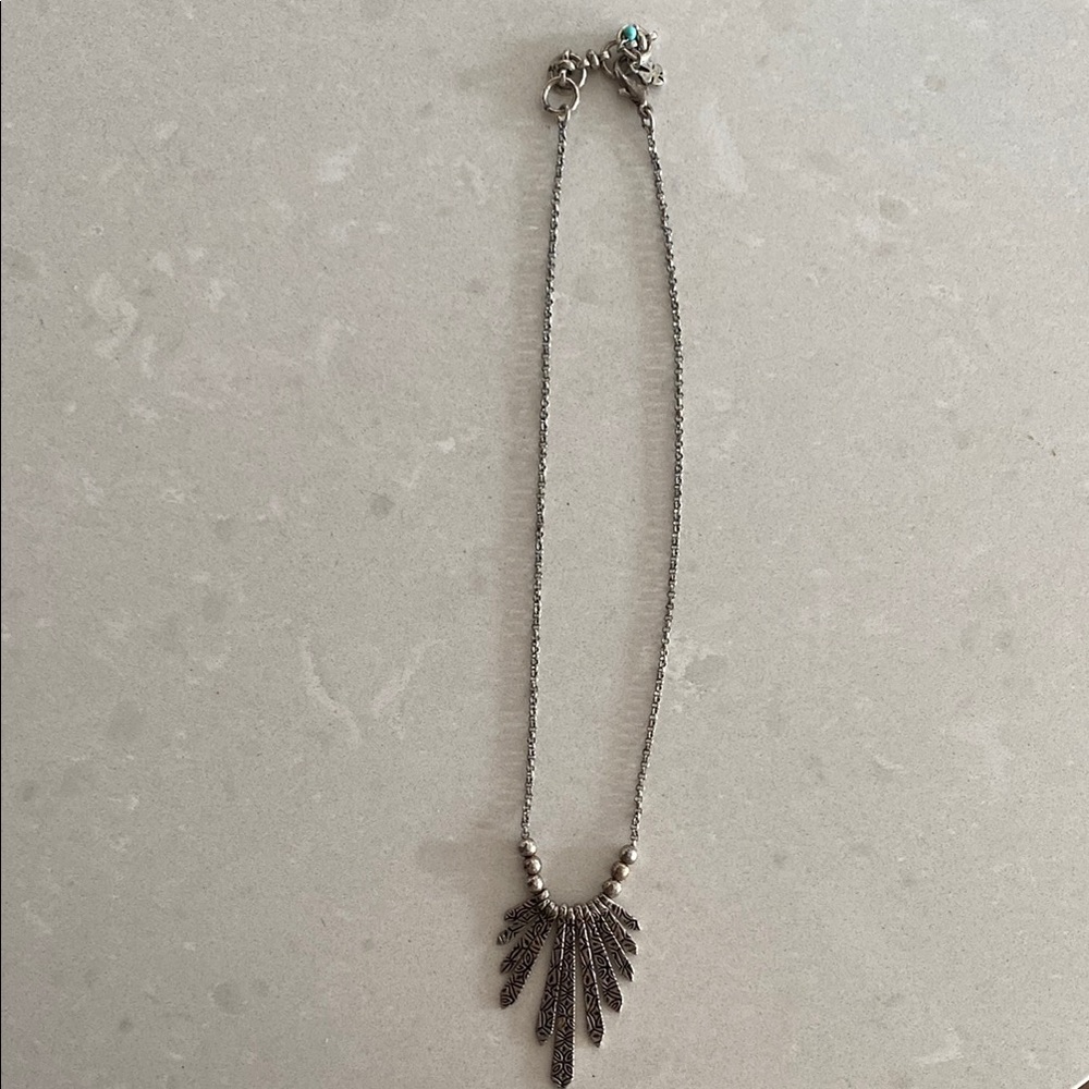 Lucky Brand Silver Necklace with Feather Design